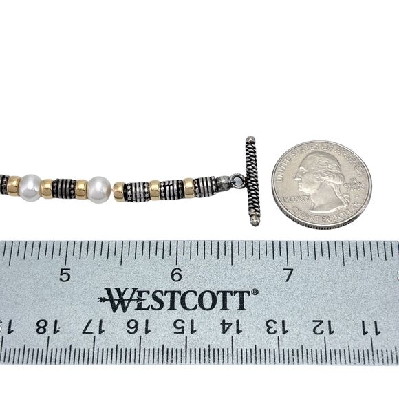 Sterling Silver 925 Gold Tone Beaded Pearl "AMY" Name Beaded Bracelet 6.75" - Picture 4 of 5